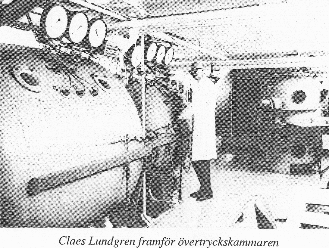I mitten av 1960-talet fick fysiologiska institutionen i Lund en modern kammare för dykerimedicinsk forskning.