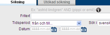 Avgränsning i tidsperiod Våren 2010 I rullmenyn finns flera alternativ som begränsar