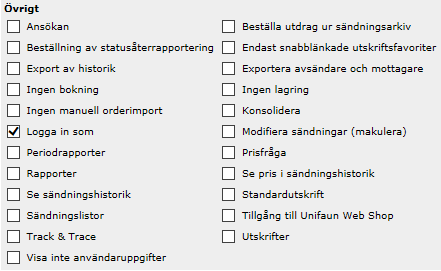 20 8 Logga in som-profil för Unifaun Online Funktionen Logga in som ger en Unifaun Online-användare möjlighet att logga in som någon av profilerna på kontot.