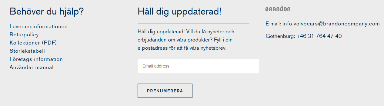 Att kontakta oss. Att gå till din kundvagn. Att söka efter vissa produkter.