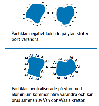 Flockning Metallsalter: Al Aluminiumsulfat / polyaluminiumklorid (PAC) Fe järnklorid