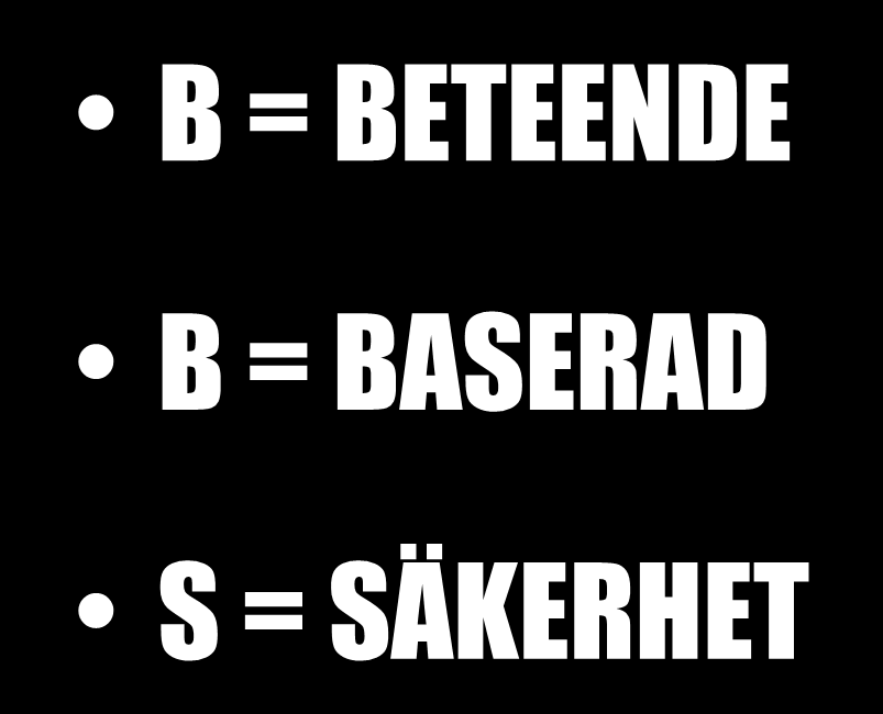 BBS PRESENTATION B = BETEENDE B = BASERAD S = SÄKERHET