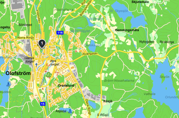 4 Objektsbeskrivning/Områdesspecifik information Olyckan inträffade ca 1-2 km in på Svängstavägen från Olofströms samhälle (se karta).