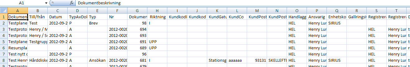 2.3.8 Excelexporten av listor Den befintliga exporten till excel har setts över och fel har rättats.