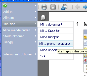 Hjälpmeny Via menyn i hjälpfönstret kan alla hjälptexter visas. 2.3.10 Hjälpen kan kompletteras med egen information Hjälptexterna läggs upp som filer i filsystemet för Handläggarstöds webbserver.