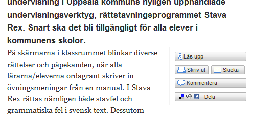 6 (6) Alternativa sätt att få uppläst på webben Har du problem att ställa in den virtuella markören kan du läsa på olika sätt. 1. Markera den text du vill lyssna på.