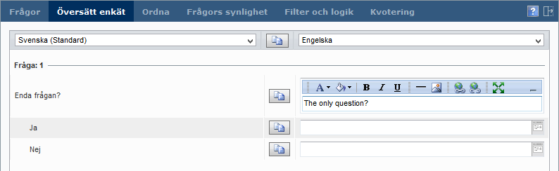Visa textsvar i slumpmässig ordning i rapporter När du redigerar en tabell med textsvar är det nu möjligt att visa dessa i slumpmässig ordning.