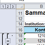 2. BR-bilagor För att skapa rapporten BR-bilagor gör ni på följande sätt: Rad 11välj den period ni vill ta ut bilagor för. Rad 12 skriv institutionskod ex. C1.