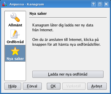 3.3 Nyheter Knappen Ladda ner nytt ordförråd på inställningssidan Ordförråd låter dig hämta nya ordförrådsfiler