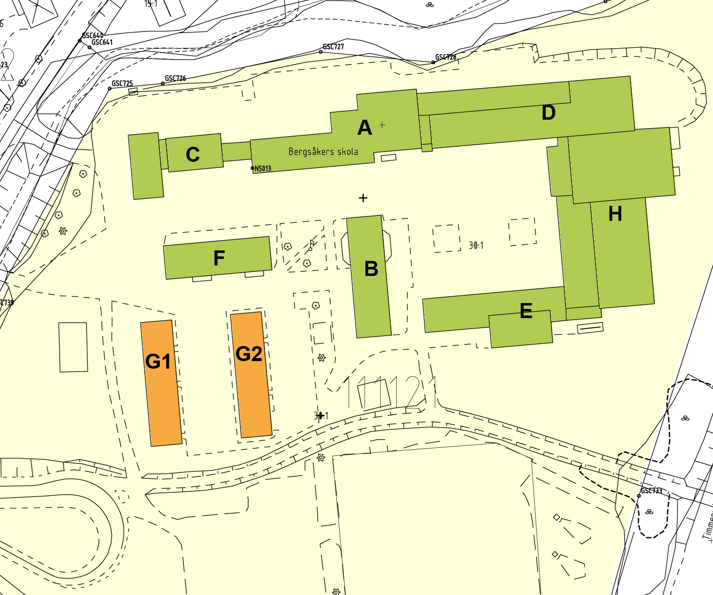 Bergsåkers skola Bergsåkers skola blir fortsatt en fortsatt 3-9-skola. Befintliga paviljonger ersätts med en ny- eller tillbyggnad. Situationen för fritids ses över.