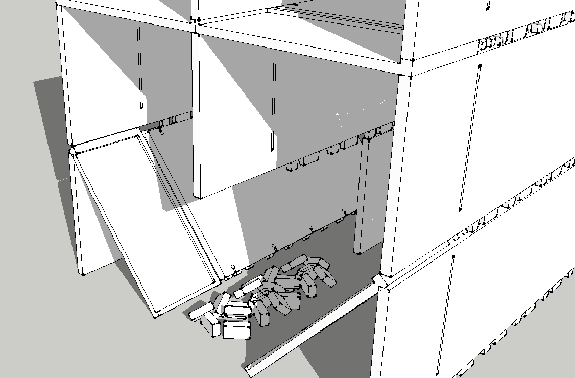 Figur 7.2 Flaggkonstruktion i hörn då gavelelement avlägsnats.