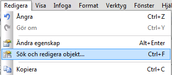 27 Ändra OBS! Om du dubbelklickar på symbolen, kommer programmet att ge dig aktuell dialogruta. Dialogrutan för markerat objekt kommer fram på skärmen och nya dimensioner, typ, specialdata, m.m. kan anges.