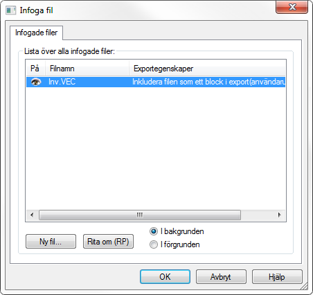 7 Infogad fil Vi ska nu använda vår infogade fil för att placera ut resterande fönster. Om den inte redan är aktiv måste vi tända den igen.