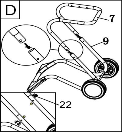 MONTERINGSANVISNINGAR A. Montera fötterna (6) på den undre ställningen (9). Fäst dem med två skruvar M4 x 0 (20). Höger och vänster sida är identiska. B.