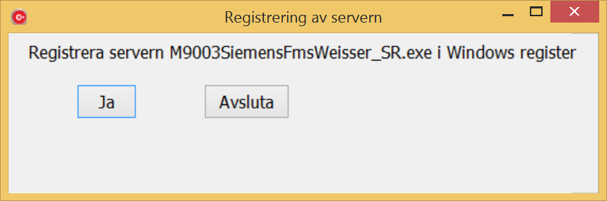 2 Installation av mätstyrningsservern Notera Om M7005 ska kunna starta Servern (M9003SiemensFmsWeisser_SR.exe) måste User Accont Controll (UAC) i Windows sättas lågt.