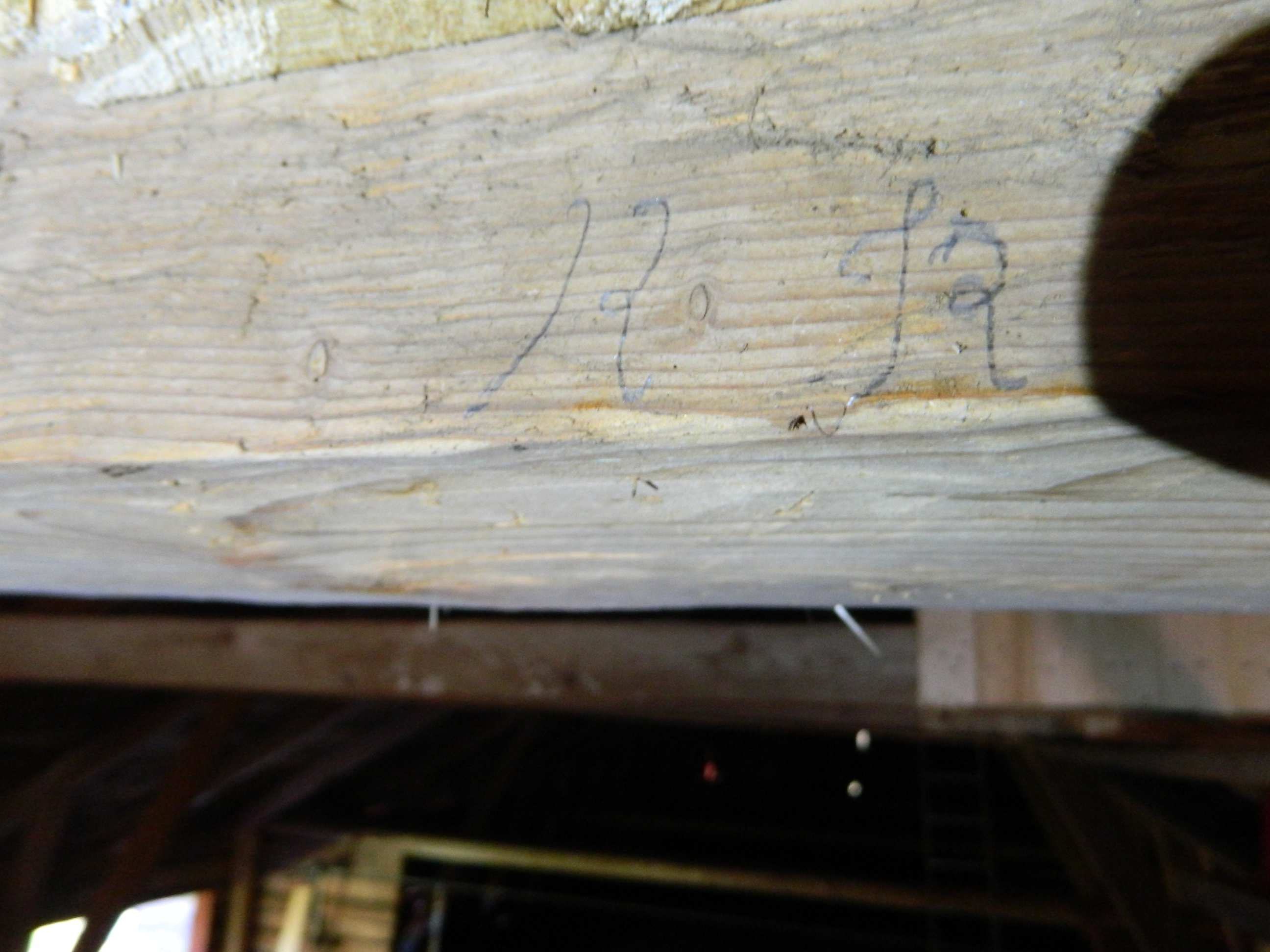 Följare och reparation av taktassar Initialer på takstol