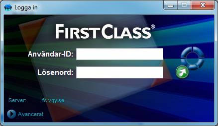 En guide till FirstClass Grundläggande funktioner Logga in i FirstClass (Windows) Starta programmet FirstClass på vanligt sätt, t.ex. genom skrivbordsgenväg eller Startmenyn/Startskärmen.