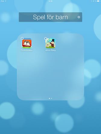 Att skapa en ny mapp på din hemskärm Om du har många appar på din ipad kan det vara bra att skapa en mapp. 1. Tryck och håll ner fingret på appen du vill skapa en mapp åt. Appens ikon börjar skaka. 2.