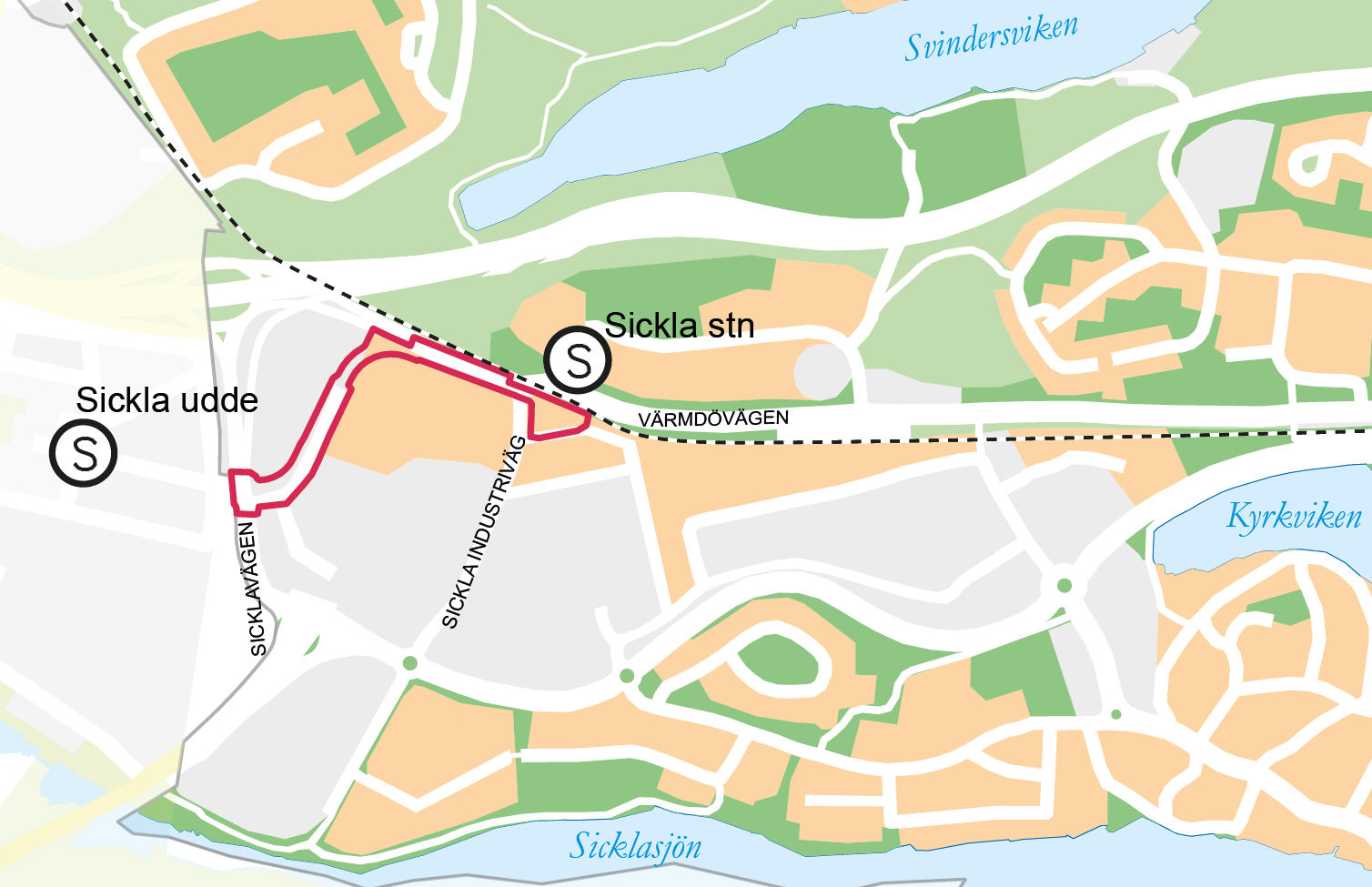 Planens syfte Syftet med detaljplanen är att möjliggöra en förlängning av Tvärbanan på ca 675 m, från dagens ändhållplats Sickla Udde i Hammarby Sjöstad till Saltsjöbanans Sickla Station och på så