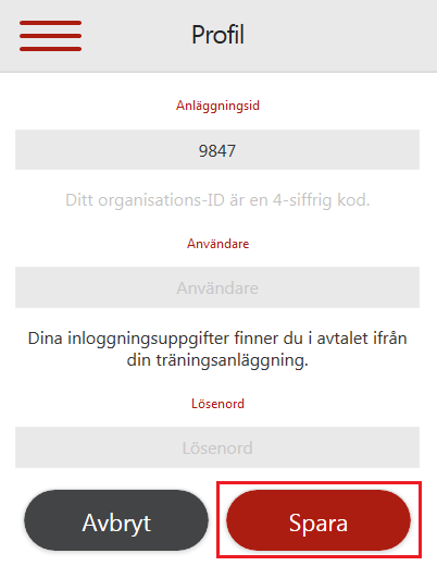 Skapa profil mot annan anläggning För att skapa en profil med inloggning mot annan anläggning klicka på Inställning -> Profilinställningar och sen välja skapa.