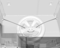176 Bilvård Förvara ett trasigt fullstort hjul i lastrummet Reservhjulsutrymmet är inte utformat för andra däckstorlekar än reservhjulets.