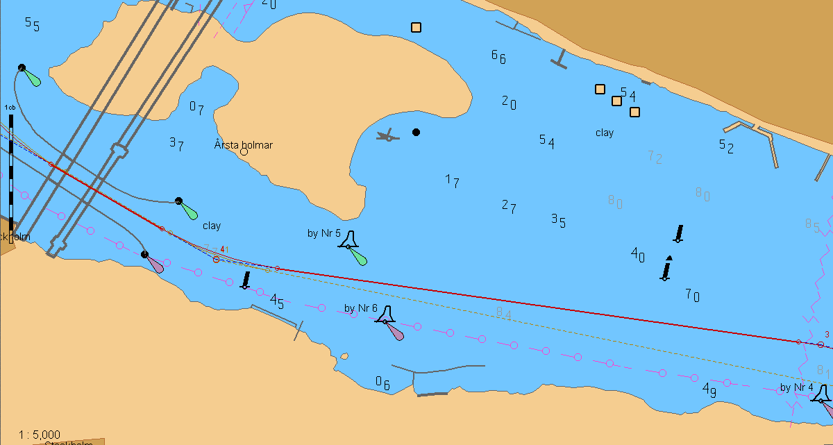 Årsta bron (25) [40] 286 På Årsta holmar syd udde. Gm Tvärs Röd boj#4(fl).