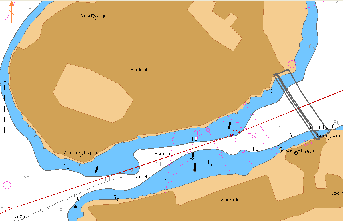 251 Midvattens Stora Essingen och Ekensberg. Fläsket Kungshatts fyr(246 ) ngt öppet åt Sb. Fm Essinge Johan: Gröna begr.