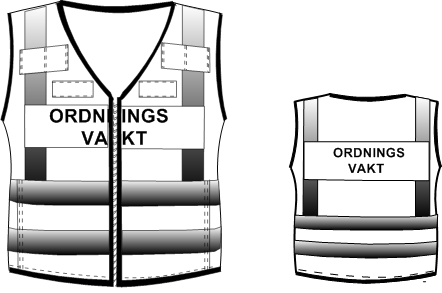 RPSFS 2012:00 Bilaga 10 Varselväst för skyddsvakt Uniformsplagg Bärandeföreskrift Beskrivning Varselväst Får bäras vid all tjänstgöring.