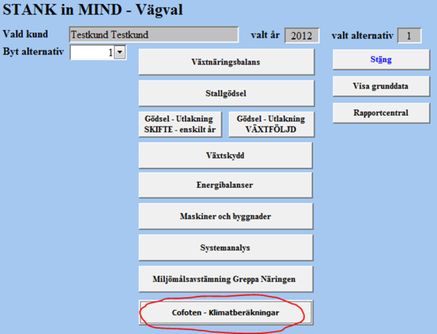 Sida 3(16) Komma igång När du startar programmet Cofoten kommer du till startfönstret för Stank in Mind, där du sedan väljer att bearbeta en viss kund och alternativ (eller skapar nya kunder/