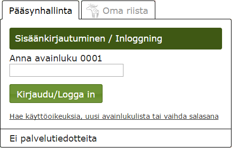 BRUKSANVISNING 7 t.ex. tarkkivi@maanmittauslaitos.fi. Stora och små bokstäver har betydelse i lösenordet. När du angett användarnamnet och lösenordet ska du också ange ett nyckeltal.