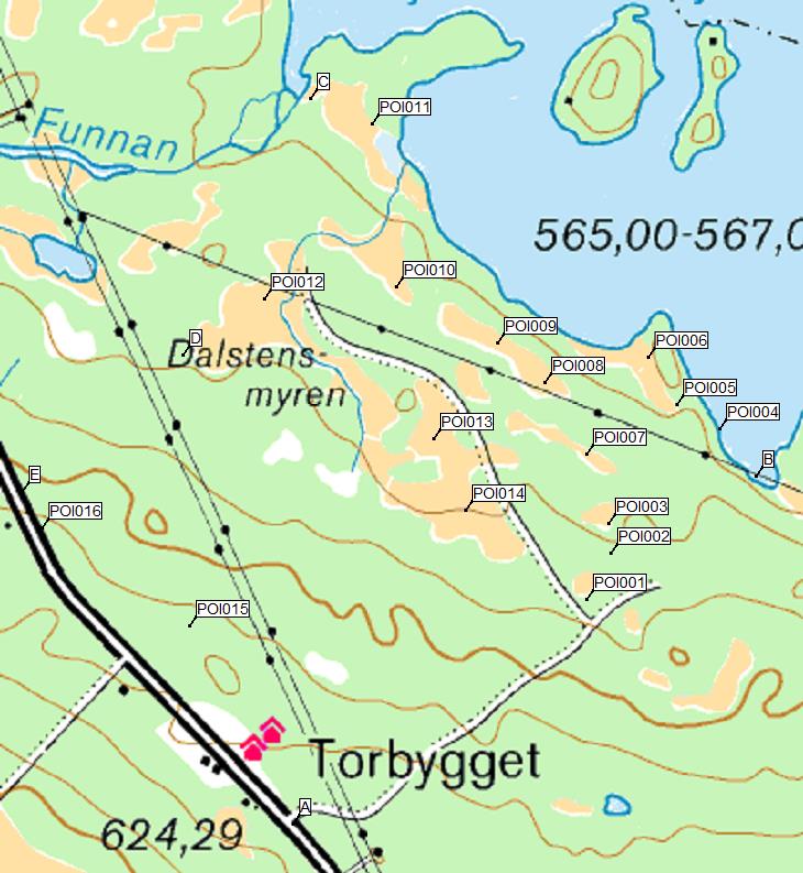 m9 m8 M m7 m6 m5 m1 m4 m3 U m2 Figur 3 Delområde 2 översikt biotoper och naturvärden. M myrområde och U ungskogar och hyggen avgränsade med lilastreckad linje. Myrarna har numrerats med m1-m9.