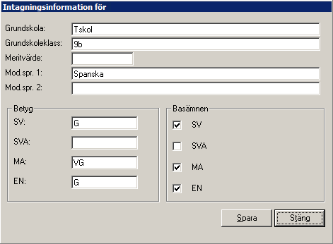 Nya klumner på studieplanen Under huvudflik Elev, detaljflik Studieplan finns klumnerna Start, Slut ch Perider.