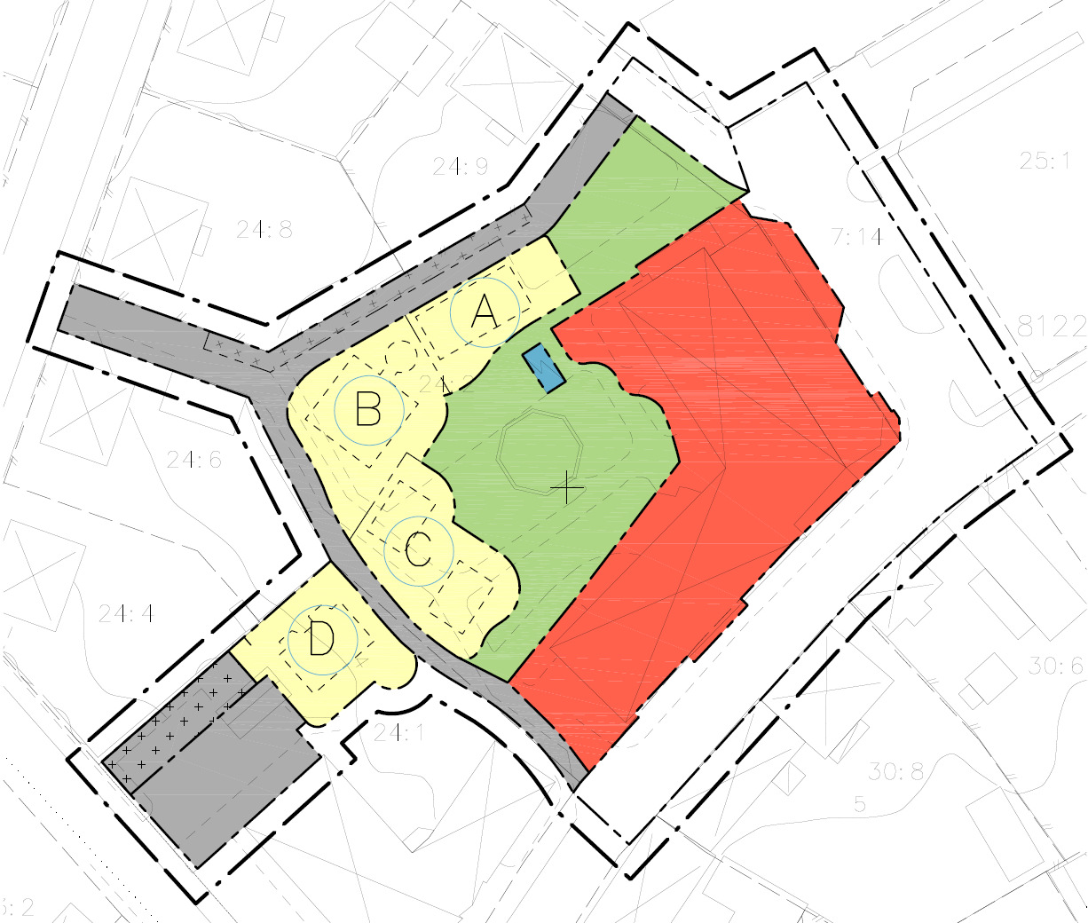 11 (16) Carports kommer att uppföras för de boende, delvis i fastighetsgräns mot de intilliggande bostadsfastigheterna Östhammar 24:8 och 24:9 och delvis inom