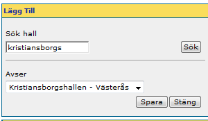 Hallar När man står på föreningens sida kan man lägga till de hallar föreningen använder. Tryck på knappen [Lägg till] under Hallar.