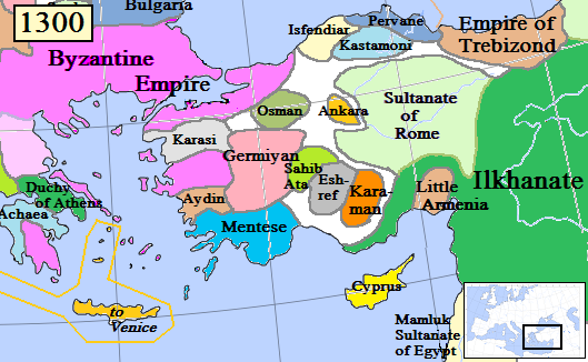 Översikt Anatoliens (Turkiets) historia: Osmanska riket 1281-1402. År 1281 år 1402 Osman I Föds 1258 (ca) Expansion i Anatolien. 1281-1326 Expansion på Balkan. 1326-1389 Mongoler stör expansionen.