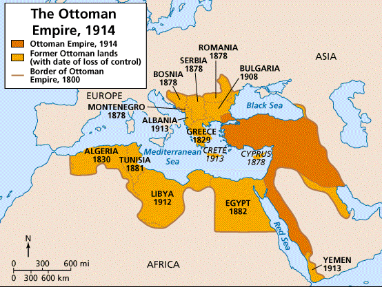 Översikt Anatoliens (Turkiets) historia: Osmanska riket 1829-1918. År 1829 år 1918 Grekland blir självständigt 1829. Flera länder blir självständiga både på Balkan och i Afrika.