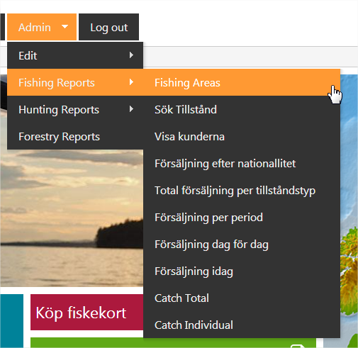 Fiskerapporter Logga in som administratör i NatureIT.