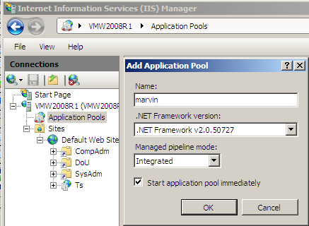 6.3.2 I Vista, Windows 7, Windows Server 2008 och 2012 (IIS 7,7.5,8) Starta "Internet Information Server Manager"( t.ex.