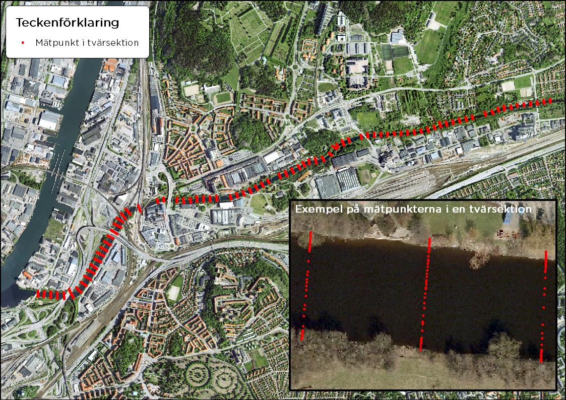 Modelldokumentation för Område B Mölndalsån och Säveån 23 av 8 Figur 13 Översikt av 3D modellen i Auto CAD format för Säveån.