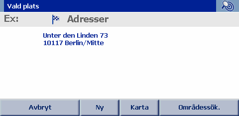 4.6.2 Sökning efter adress Att söka efter en bestämd adress är ett bra hjälpmedel när du t.ex. har planerat att besöka ett museum nästföljande dag.