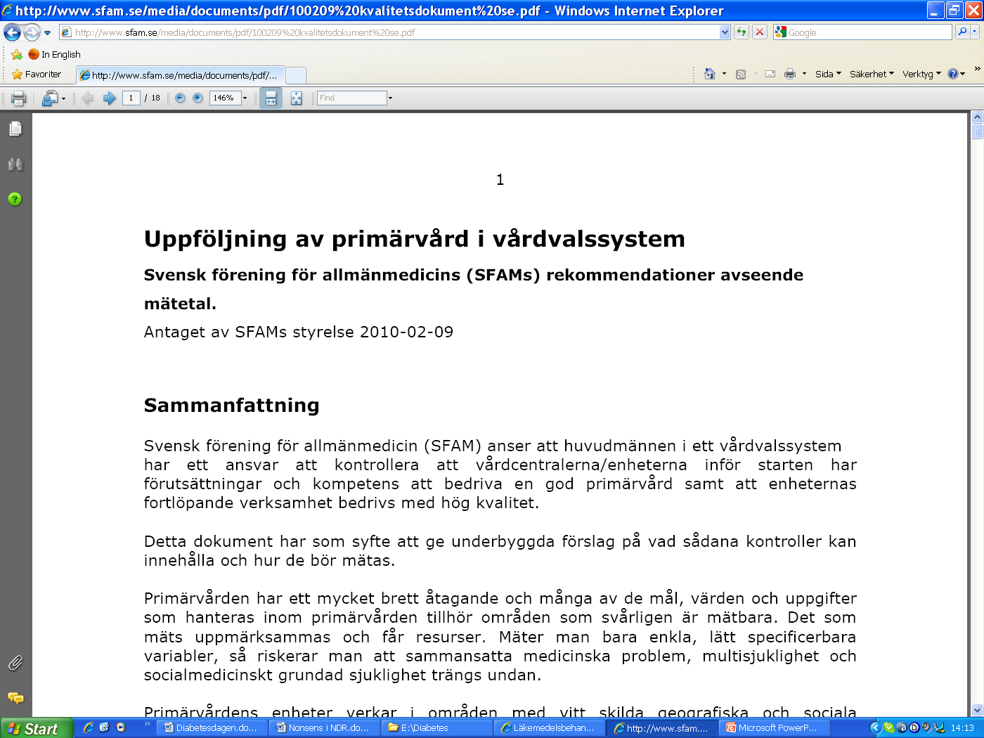 10 Bild SFAM 2 bilder- Svensk förening för allmänmedicin :Policydokument om uppföljning av
