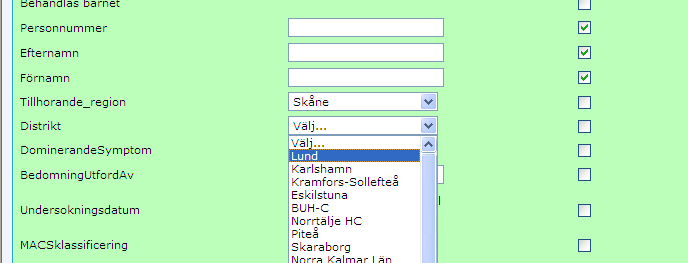 16. SORTERA DATA VIA EXCEL Om du t.ex. vill sortera de arbetsterapeutformulär som rapporterats in i ditt distrikt efter personnummer. Gör följande: 1.