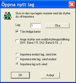 SiusData vid tävling INSTRUKTION Dok. nr: XNA 25149 Datum: 211-2-9 Sidan: 3 av 4 Skriv in lagets nummer eller tryck på öka. 6. Välj rätt skjutprogram nere till vänster 7. Klicka på gröna pilen 8.