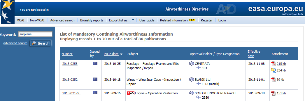 AD Airworthiness Directives EASA ger