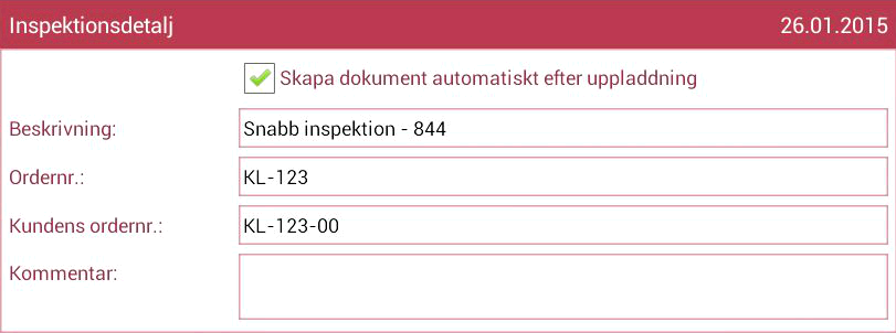 Utför Snabb Inspektion Genom att klicka på en enhet i utrustningslista, kan du visa dess detaljer i det övre högra rutan, och ge kommentar till den i kommentar fältet.