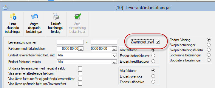 Leverantörsbetalningar 2014.Q4 Betalningsunderlaget är en skärmutskrift (dvs. ingen uppdatering sker) och ger information om vilka fakturor som är attesterade och som betalning kan skapas för.