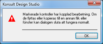 Meddelanden Installerad licens för användarstudio saknas Detta meddelande fås då man startar en dialog med anpassningar och inte har studion installerad.