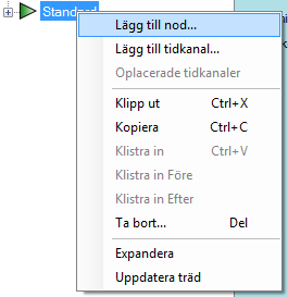 Sid 8 (18) 3 Klient Klientdelen av FlexTime konfigureras genom att välja inställningar i menyn. I undermenyn är tidkanaler valt automatiskt. Här byggs först ett träd upp efter eget önskemål.