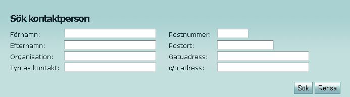 Fyll i antingen För- och Efternamn eller Organisation (eller både ock) och klicka på Sök dubblett. Antingen dyker en dubblett upp som du kan välja eller väljer du Ingen av ovanstående gå vidare.