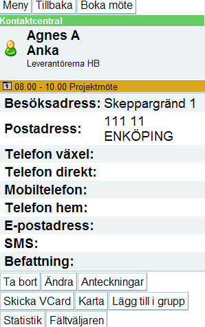 3.5.6. Öppna Kundcentralen via länken Företag i bokningen Via länken Företag på bokningen, öppnas Kundcentralen, enligt nedanstående bild.